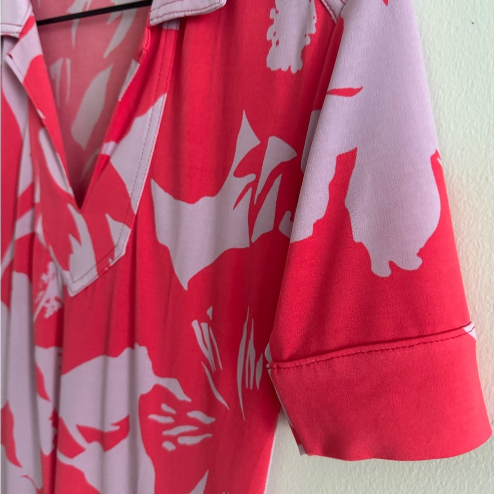 Tori Richard Honolulu Jaxon Carnation XS Floral Tunic Dress Coral Resort Wear